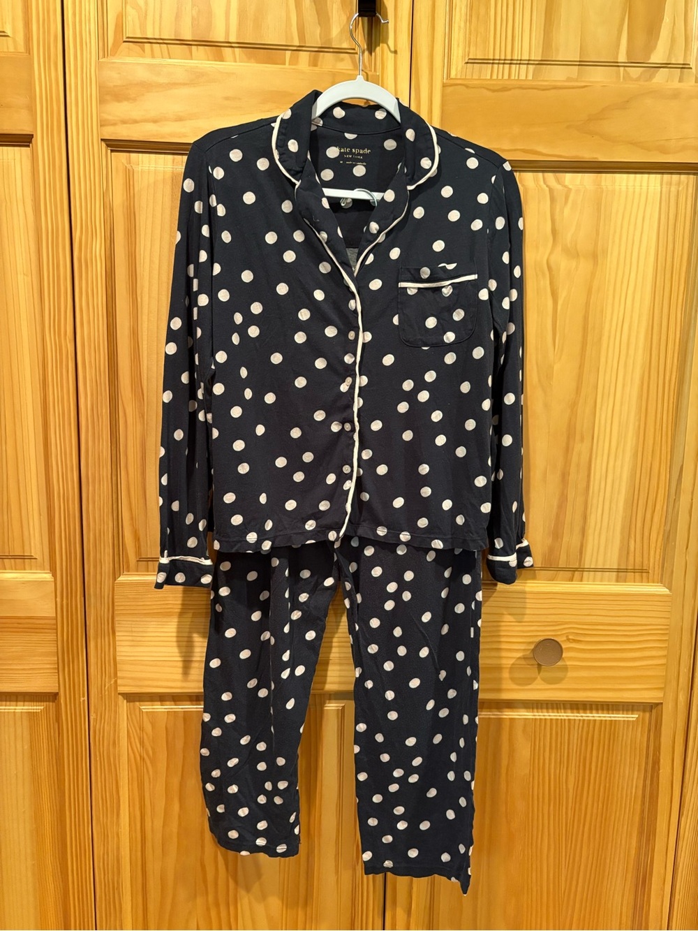 Kate Spade New York Classic two-piece long pajama set women’s M